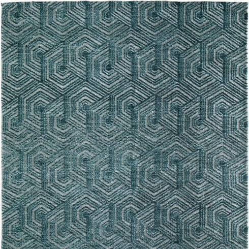 9' X 13' Blue And Ivory Geometric Area Rug