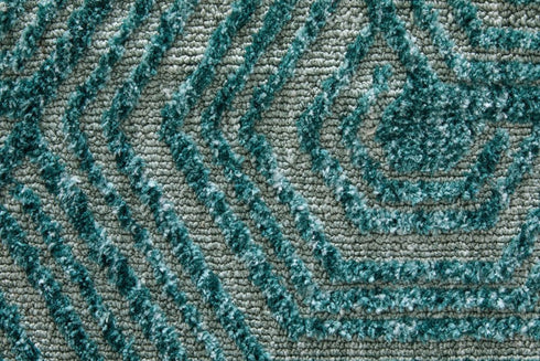 9' X 13' Blue And Ivory Geometric Area Rug