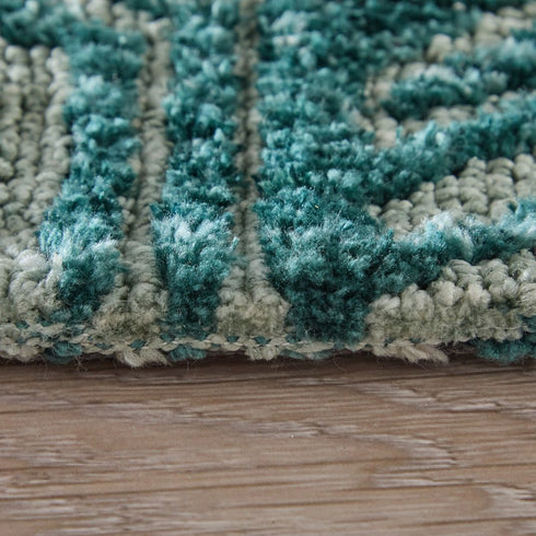 9' X 13' Blue And Ivory Geometric Area Rug