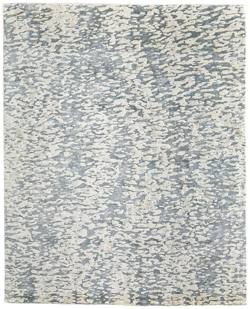 5' X 8' Blue And Ivory Abstract Hand Woven Area Rug