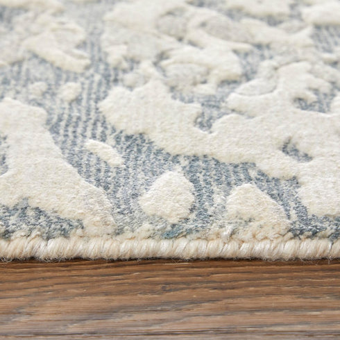 5' X 8' Blue And Ivory Abstract Hand Woven Area Rug