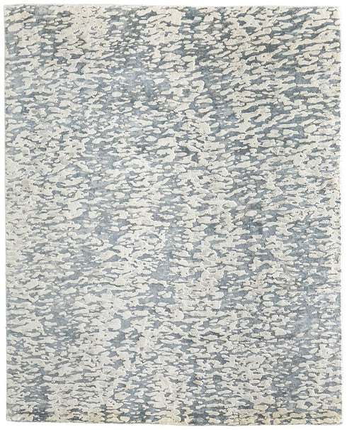 8' X 10' Blue And Ivory Abstract Hand Woven Area Rug