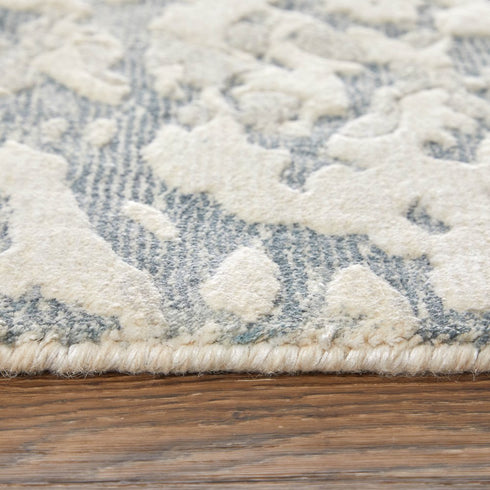 8' X 10' Blue And Ivory Abstract Hand Woven Area Rug