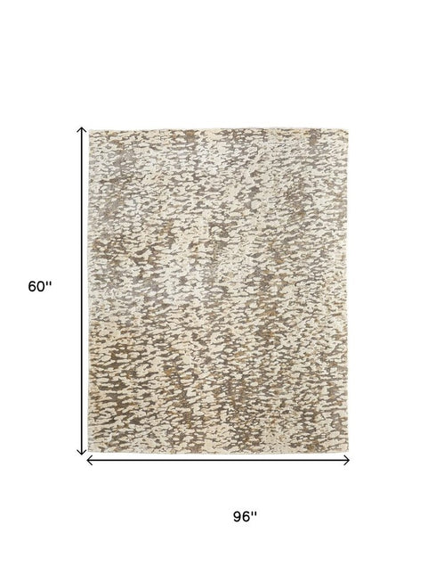 5' X 8' Blue And Ivory Abstract Hand Woven Area Rug