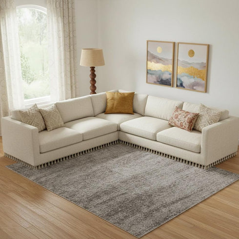 8' X 10' Blue And Ivory Abstract Area Rug