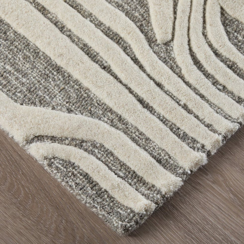 9' X 12' Blue And Ivory Wool Abstract Hand Tufted Area Rug