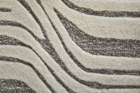 9' X 12' Blue And Ivory Wool Abstract Hand Tufted Area Rug