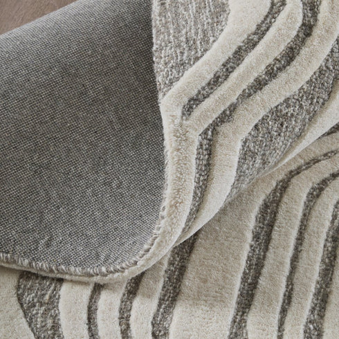 9' X 12' Blue And Ivory Wool Abstract Hand Tufted Area Rug