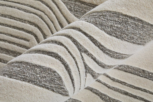 9' X 12' Blue And Ivory Wool Abstract Hand Tufted Area Rug