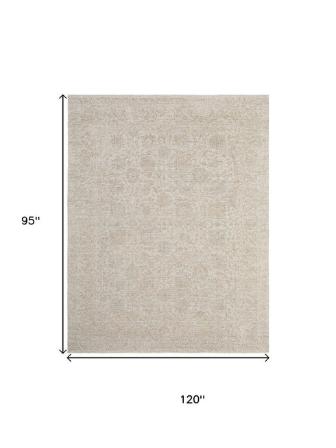 8' X 10' Blue And Ivory Oriental Hand Woven Area Rug