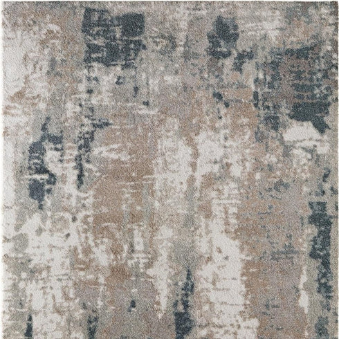 9' X 12' Blue And Ivory Abstract Area Rug
