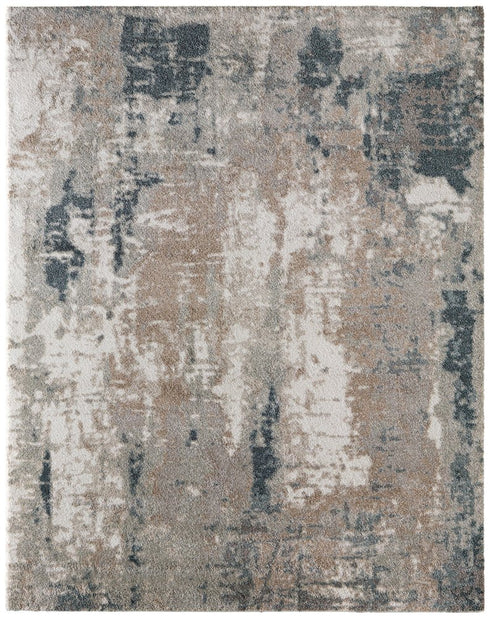 9' X 12' Blue And Ivory Abstract Area Rug