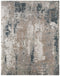 9' X 12' Blue And Ivory Abstract Area Rug