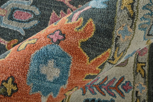9' X 12' Blue And Ivory Wool Floral Hand Tufted Area Rug