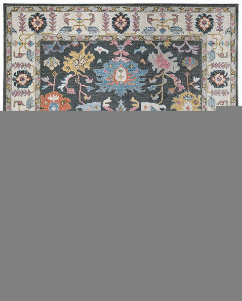 9' X 12' Blue And Ivory Wool Floral Hand Tufted Area Rug