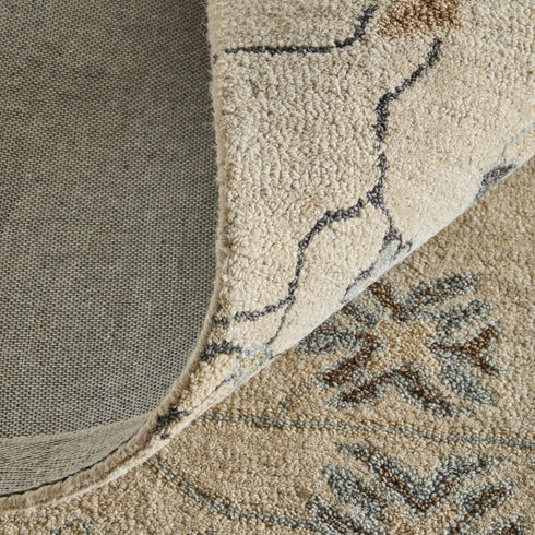 9' X 12' Blue And Ivory Wool Floral Hand Tufted Area Rug