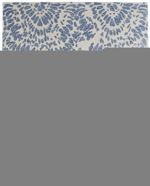 9' X 12' Blue And Ivory Wool Abstract Hand Tufted Area Rug