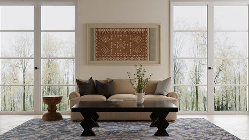 9' X 12' Blue And Ivory Wool Abstract Hand Tufted Area Rug