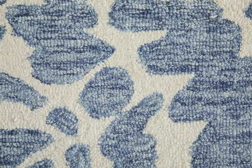 9' X 12' Blue And Ivory Wool Abstract Hand Tufted Area Rug