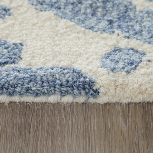 9' X 12' Blue And Ivory Wool Abstract Hand Tufted Area Rug