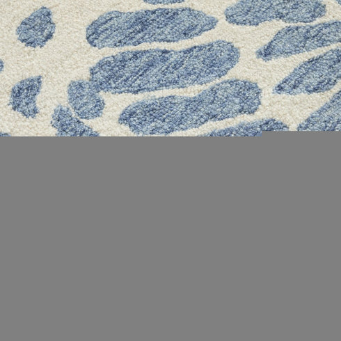 9' X 12' Blue And Ivory Wool Abstract Hand Tufted Area Rug