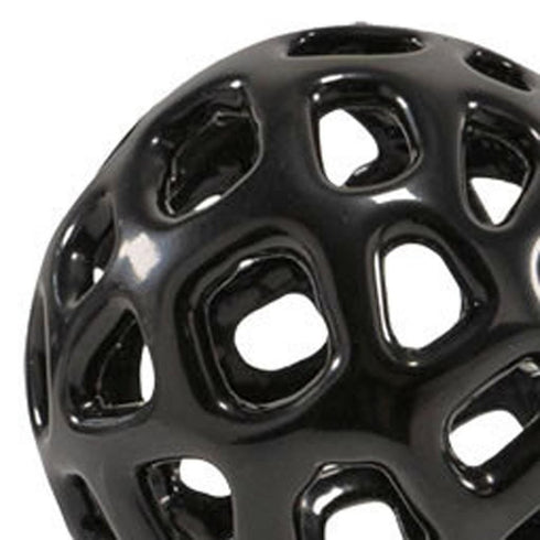 Set of Two Black Aluminum Hand Painted Decorative Orbs