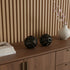Set of Two Black Aluminum Hand Painted Decorative Orbs