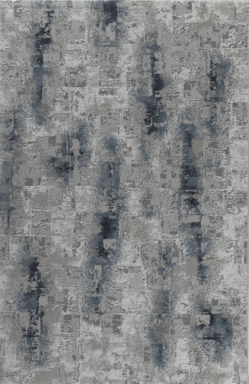 5' X 8' Blue And White Abstract Distressed Area Rug