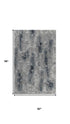 5' X 8' Blue And White Abstract Distressed Area Rug