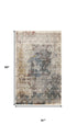 5' X 8' Blue And Orange Medallion Distressed Area Rug With Fringe
