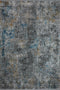 5' X 8' Blue And Gray Abstract Distressed Area Rug With Fringe