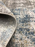 5' X 8' Blue And Gray Abstract Distressed Area Rug With Fringe