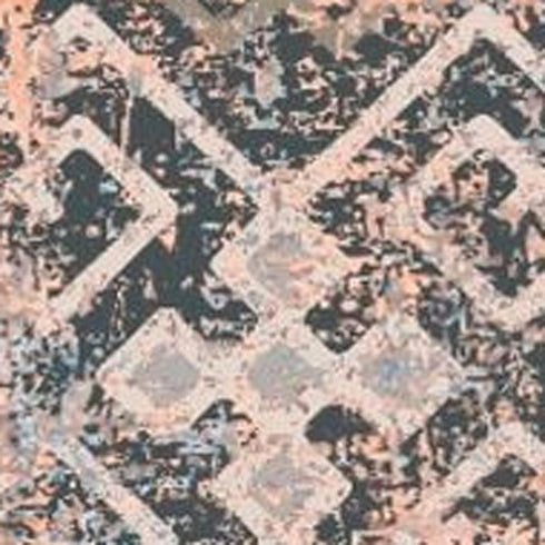 5' X 8' Blue And Orange Abstract Distressed Area Rug