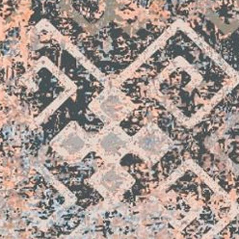 5' X 8' Blue And Orange Abstract Distressed Area Rug