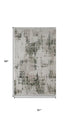 5' X 8' Gray And Green Abstract Distressed Area Rug With Fringe