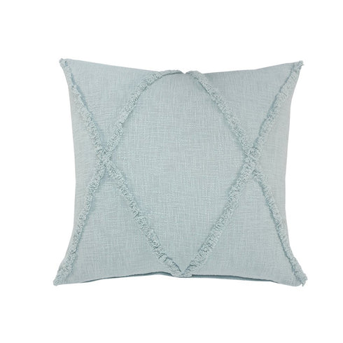18" Blue And Slate Blue Diamond Cotton Throw Pillow Cover with Texture