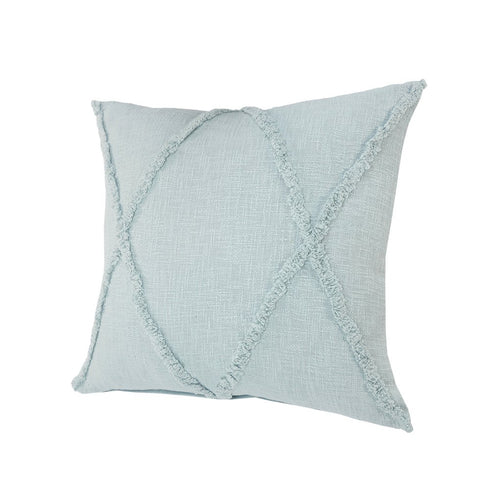 18" Blue And Slate Blue Diamond Cotton Throw Pillow Cover with Texture