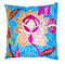 Set of Two 16" Blue And Pink Floral Cotton Throw Pillows with Embroidery