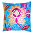 Set of Two 16" Blue And Pink Floral Cotton Throw Pillows with Embroidery