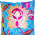 Set of Two 16" Blue And Pink Floral Cotton Throw Pillows with Embroidery