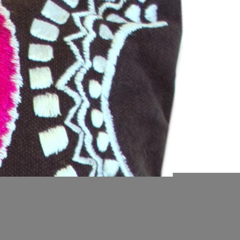 Set of Two 16" Black And Blue Floral Cotton Throw Pillows with Embroidery