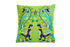 Set of Two 18" Blue And Green Peacock Cotton Throw Pillows with Embroidery