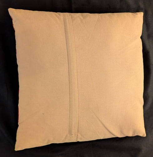 Set of Two 20" Natural Blue And Yellow Floral Cotton Throw Pillows with Embroidery