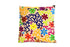 Set of Two 20" Natural Blue And Yellow Floral Cotton Throw Pillows with Embroidery