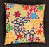 Set of Two 20" Natural Blue And Yellow Floral Cotton Throw Pillows with Embroidery
