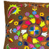 Set of Two 20" Brown And Pink Floral Cotton Throw Pillows with Embroidery