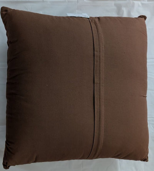 Set of Two 20" Brown And Pink Floral Cotton Throw Pillows with Embroidery