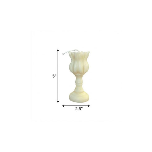 5" Ivory Unscented Dimensional Flower Candle
