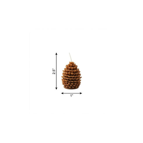 3" Brown Unscented Dimensional Pinecone Candle