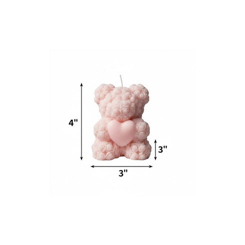 4" Pink Love Spell Scented Dimensional Teddy Bear Candle